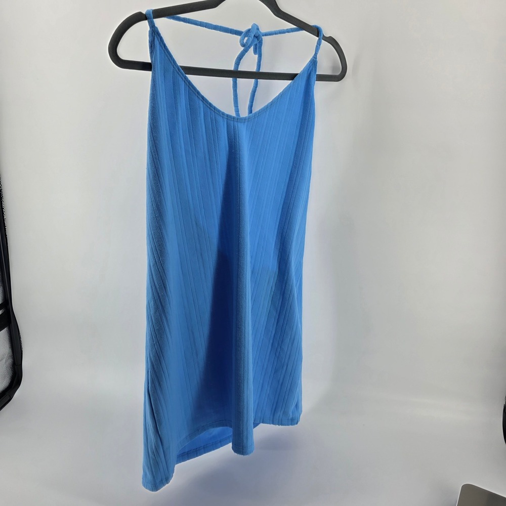 Wild Fable Blue Ribbed Halter Top Open Back Tie Neck Sleeveless XL NWT (719)